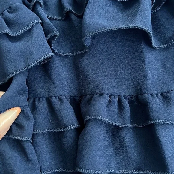 Lulus Lavish Perfection Ruffle Tiered Maxi Dress XS Navy Blue Chiffon Formal - Picture 11 of 11